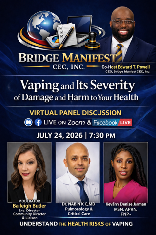 Vaping Virtual Panel Discussion — July 24, 2026 at 7:30 PM